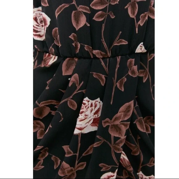 Zara Ruched Long Sleeve Rose Print Mini Asymmetrical Dress NWOT - Picture 8 of 13